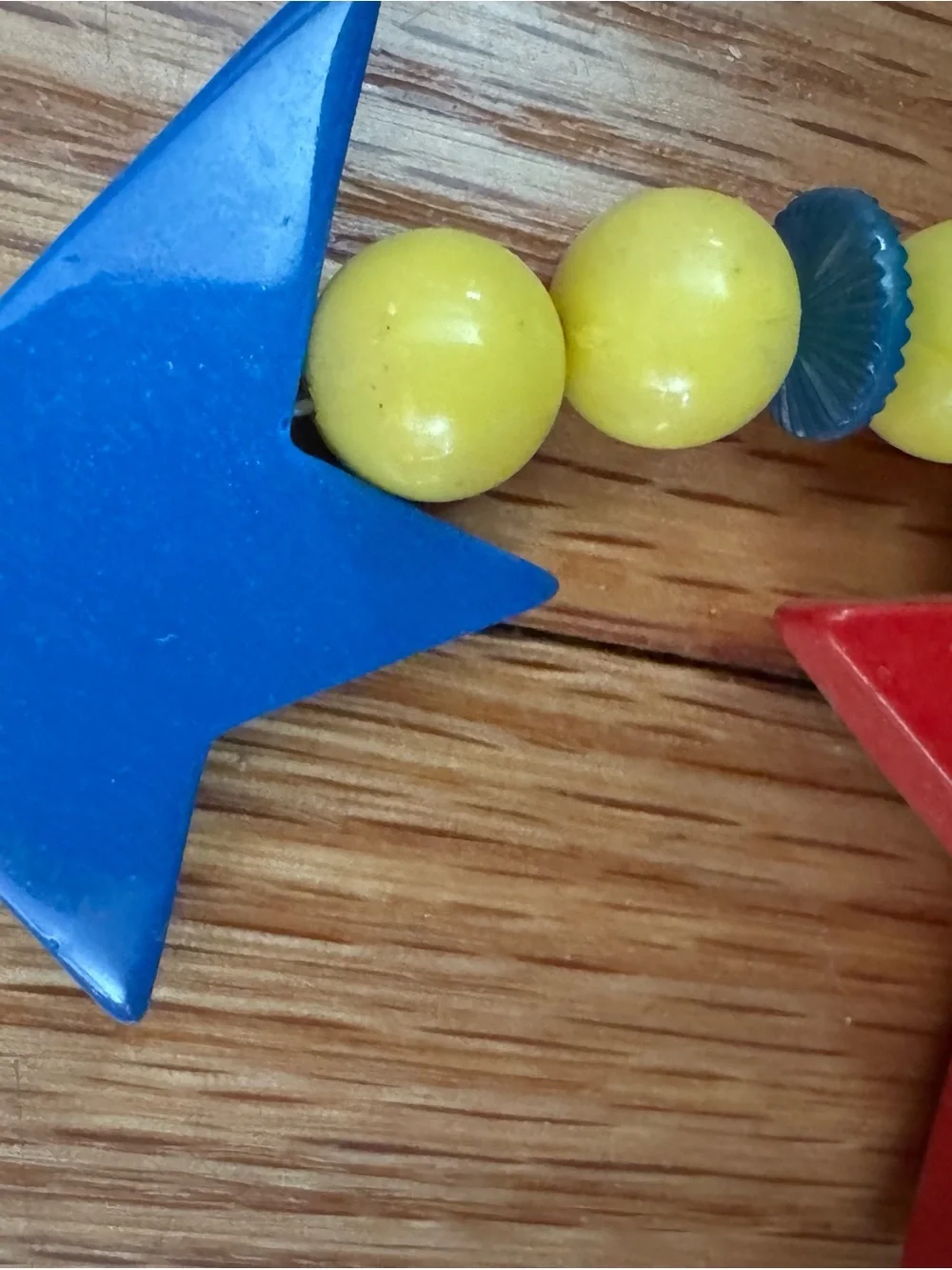 Vintage Star Bead Necklace - Red, Blue, White, Yellow